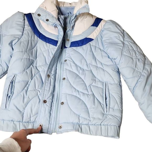 Vintage ski jacket toppe by Joanne baby blue onion stitch mock neck full zip - Picture 3 of 9